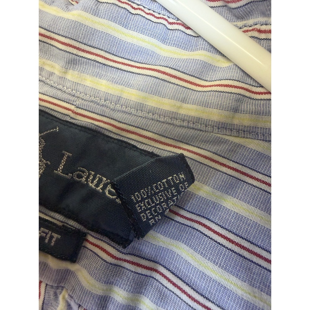 Ralph Lauren Mens Small Multicolor Custom Fit Striped High Low Button Down Shirt - Picture 6 of 8